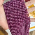 Faceted reddish-purple micro natural stone beads for DIY jewelry making and crafting - Ruby Color 3mm
