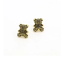 Cute bear-shaped stud earrings in gold with black micro-pave zircons for women - Black