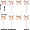 Pink ribbon bow cake topper picks with wooden sticks for girls birthday party decoration - Pearl Pink