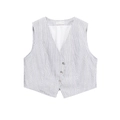 Blue and white striped V-neck vest top with three-button closure and classic pattern - Tops / XS