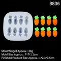 8-holte wortel siliconen vorm voor DIY chocolade fondant taartdecoratie en ambacht - 1#B836 Wortel (8-gaats) / Transparant