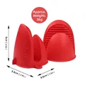 Red shark-shaped silicone oven mitts pair with detailed dimensions and non-slip texture - Small / Red