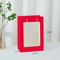 Red gift bag with PVC window and white rope handles, size 24x14x35 cm for flowers - Large (24x14x35cm) LOVE / Red