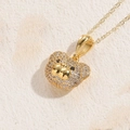 Collana con ciondolo a orso in zircone placcato oro 14K con pavé di pietre lucide - Oro 14K Zircone Bianco