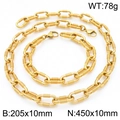 Conjunto de collar y pulsera hip hop dorados con hebilla de tornillo, collar 450mm y pulsera - Dorado / 20.5CM