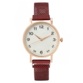 Fashion women's quartz watch with rose gold case and red magnetic mesh strap - Red