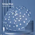 Haze blue automatic folding umbrella with daisy pattern and 10 ribs windproof structure - 10 Ribs Automatic / Haze Blue French Style