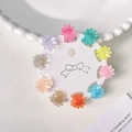 10-piece set of colorful flower mini hair claws in vibrant jelly resin shades on card - Daisy Shape 10Pcs