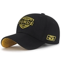 Casquette de baseball en coton noir avec broderie 3D jaune et visière contrastée - Noir