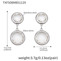 18k gold plated stainless steel geometric earrings with sparkling faceted glass stones - Steel - White Stone (TXF508)