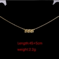 Collar de acero inoxidable dorado con colgante número 666, largo 45+5 cm, peso 2,2 g - Número 666 / Dorado