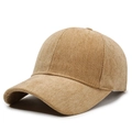 Khaki herringbone baseball cap with a structured crown and warm wool-like texture - Adjustable / Light Beige