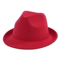 Classic rose red wool fedora hat with a curved brim and stylish pinched crown - 58cm / Red