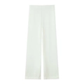 Détail d'un pantalon large blanc en satin au drapé fluide et à taille haute élégante - XS / Pantalon Blanc