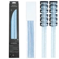 Blue glitter hair tinsel extensions with 12 smart clips and 60cm shiny laser strands - 12 Pieces / Laser Lake Blue (12-Piece Set)