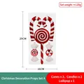 Christmas red and white striped candy cane and lollipop ornaments set with measurements - Christmas Decoration Prop Set Style A