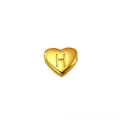 Golden heart-shaped titanium steel bead charm with engraved letter H for DIY jewelry - Letter H Style (S-P143-H)