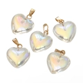 Set of 5 iridescent acrylic heart charms with gold rings for DIY jewelry making - Small Glass Aurora (10pcs/pack)