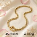 Collar de cadena dorada en acero inoxidable con cierre en U, medida 450x6 mm - Cadena Trenzada 450*6mm / Dorado