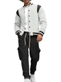 Tuta sportiva da uomo con giacca baseball grigio nera e pantaloni cargo neri - S / Grigio Chiaro + Nero