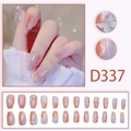 Lila Marmor-Drucknägel mit 3D-Schmetterlingen und elegantem Farbverlauf - Orange Blau Farbverlauf Smudge 3D Schmetterling Stil (D337) / Kleber-Typ