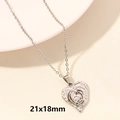 Collana con ciondolo a cuore cavo placcato argento 18k, design doppio strato da 21x18mm - S892 / 21x18mm / Argento-Doppio Cuore Cavo