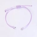 Pulsera ajustable de cordón de cera trenzado lila con anillas para bisutería artesanal - Púrpura + Anillo Color Acero