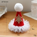 Pinza de pelo gorro de Navidad rojo con malla blanca y copo dorado 10x9cm - Pinza para el Pelo con Sombrero de Papá Noel de Malla de Copo de Nieve