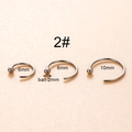 Three sizes of stainless steel C-shaped nose rings with 6mm 8mm 10mm inner diameters - Ball Style (HSPJ029-2)