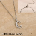 Silver titanium steel necklace with letter C pendant and sparkling rhinestones - Silver Letter C (KN286998-Z)
