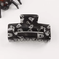 Schwarze Halloween Haarklammer mit silbernen Glitzer-Geistern und Spinnennetz-Motiv - Schwarzer Geist Spinnennetz