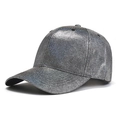 Cappellino da baseball argento glitterato metallizzato con classica visiera curva laterale - L (58-60cm) / Grigio