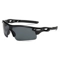 Gafas de ciclismo con montura negro brillante, lentes gris oscuro y patillas ventiladas - Montura Negra Lentes Gris Negro