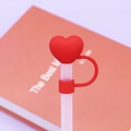 Silicone straw topper in red heart shape with The Best Me text for 10mm tumblers - Bagged without Straw / Solid Red Heart