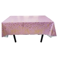 Pink birthday party tablecloth with gold gradient polka dots and silver edge accents - 54*72inch / Pink with Gold Dots