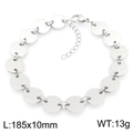Minimalist silver stainless steel round disc bracelet with adjustable lobster clasp - 185x10mm / Silver