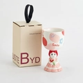 Creative ceramic goblet with pink smile pattern and cartoon girl base in gift box - Princess Red Single Cup