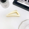 Minimalist cream beige triangle matte hair claw clip with cutout geometric design - White