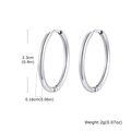 Polished silver stainless steel hoop earrings measuring 2.3cm diameter and 2mm thickness - 1.6*23mm / Silver