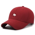 Classic deep red baseball cap with white animal embroidery and a curved brim - Adjustable / Red