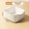 Ivory white double-layer drain basket with transparent PET water storage base - Medium Double Draining Basket / White