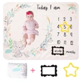 Detail der Baby Meilenstein Decke mit Elefantenprint und Fotografie-Requisiten - Kronenelefant mit Rahmen