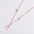 Collana in oro rosa con luna crescente e stelle impreziosita da zirconi - Oro rosa