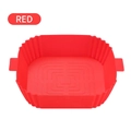 Square red silicone air fryer liner with handles and corrugated heat-resistant side walls - 100g Square 3-5l Red