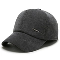 Casquette de baseball en velours côtelé gris foncé avec cache-oreilles et tag sport - Réglable / Gris