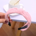 Cerchietto minimalista in velluto a coste rosa con nodo e base interna antiscivolo - Velluto a coste rosa annodato