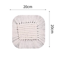 Sottobicchiere quadrato in cotone intrecciato a mano con nappe, 20cm x 20cm - Quadrato / Bianco Sporco