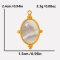 Gold oval pendant with white shell inlay and beaded edges, size 2.4cm by 1.5cm - Gold White Mother Of Pearl Pendant (S2002-G-W)