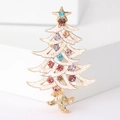Spilla albero di Natale con smalto bianco e strass colorati in finitura dorata - Bianco