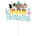 Cartoon Katze Thema Happy Birthday Kuchendeckel mit süßen Kätzchen und Pfoten - Kuchendeckel